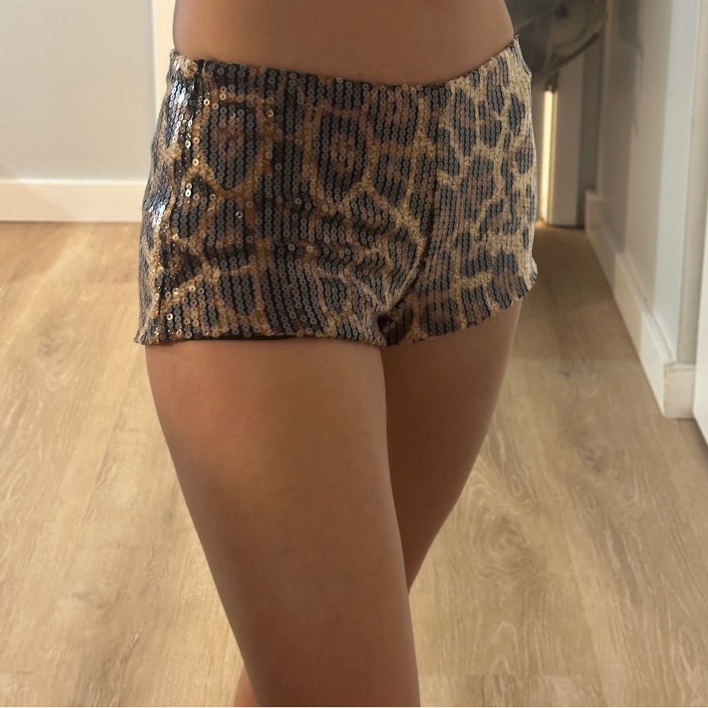 Leopard Sequin Micro Shorts